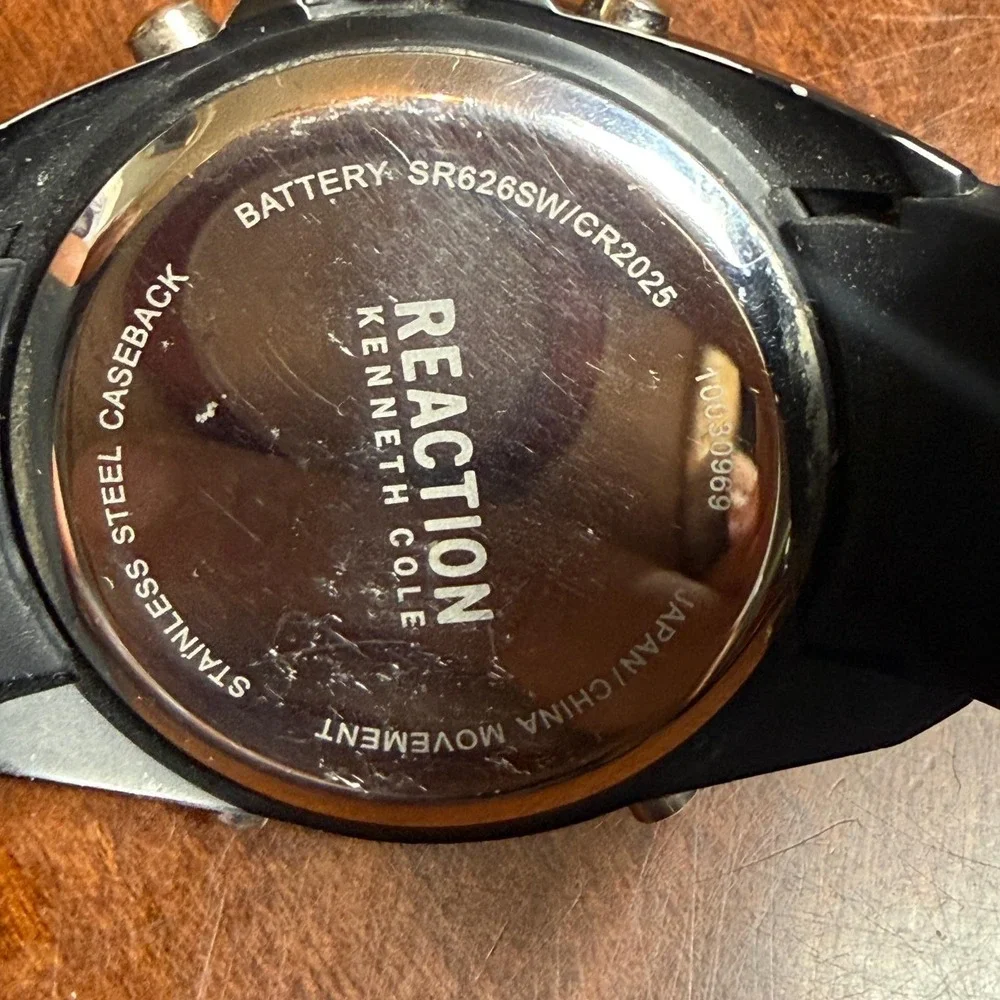 Kenneth Cole Reaction Mens Analog Digital Hybrid Watch Black Silicone Strap